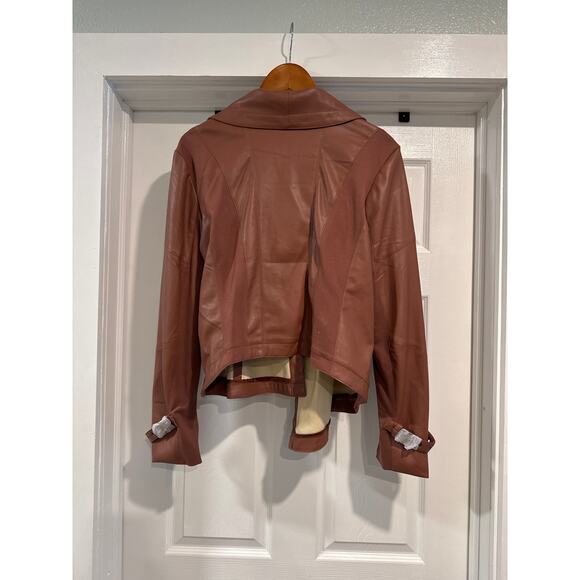 Ookie & Lala Drape Moto Faux Ponte Jacket in Luggage Color Size XL - Picture 8 of 9